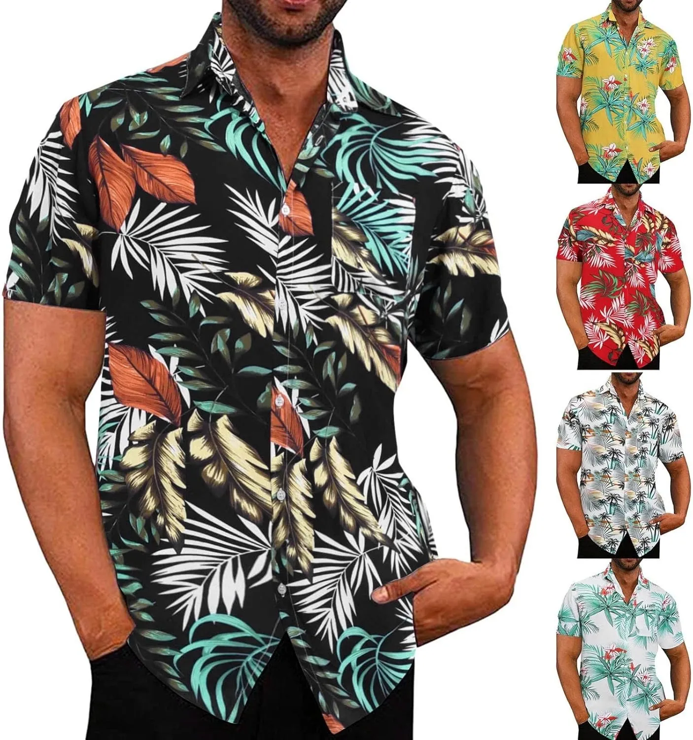 Hawaiian Shirt for Men Beach Tops Mens Shirts 2023 Casual Summer Short Sleeve Button Down Dress Shirts