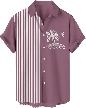 Hawaiian Shirt for Men, Breathable Hawaiian Short Sleeve Shirt Men's Casual Short Sleeve Shirts Corduroy Basic Cotton