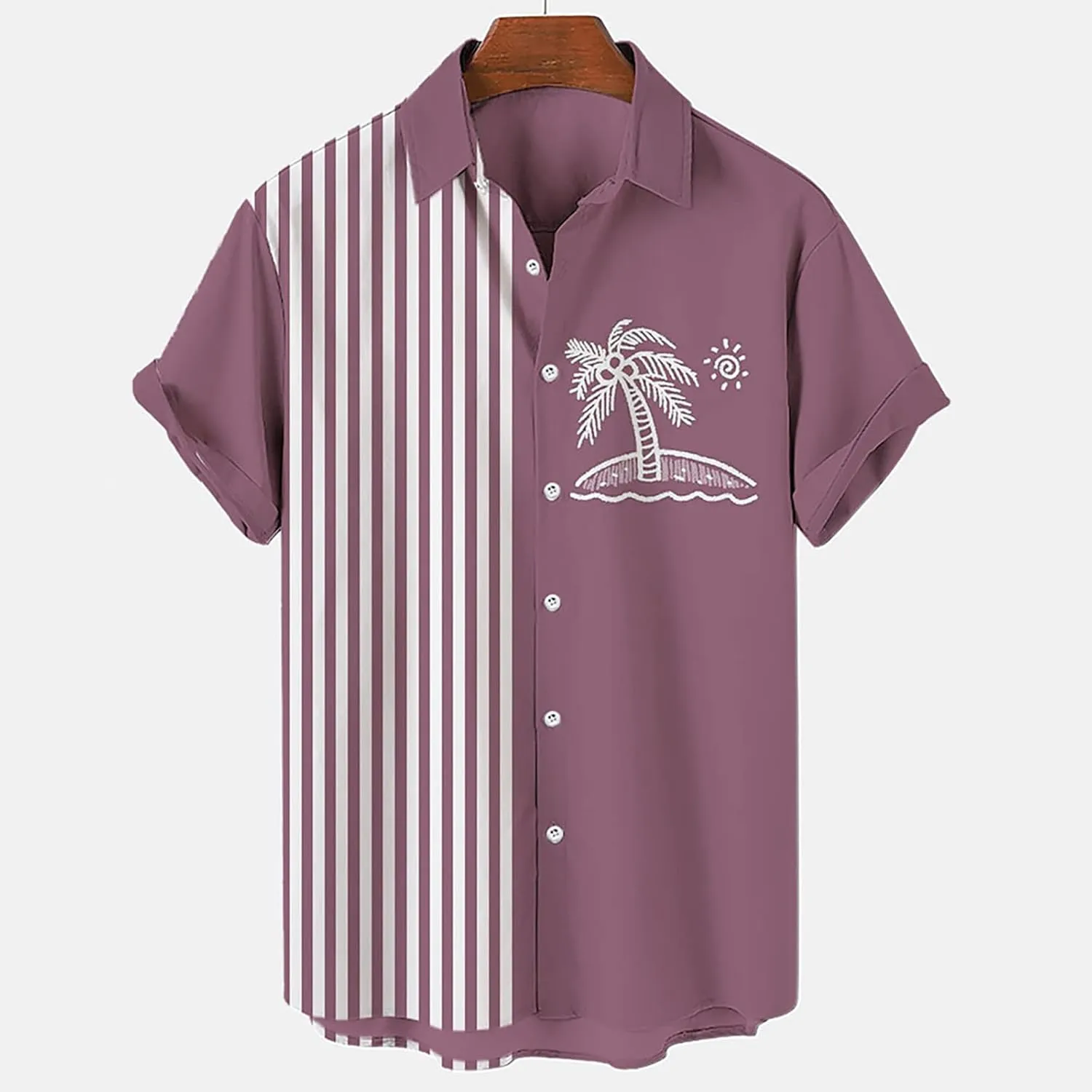 Hawaiian Shirt for Men, Breathable Hawaiian Short Sleeve Shirt Men's Casual Short Sleeve Shirts Corduroy Basic Cotton