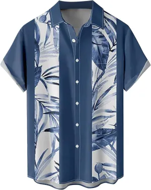 Hawaiian Shirt for Men Button Down Beach Tropical Shirts Short Sleeve Shirt Men's Casual Short Sleeve Shirts Corduroy
