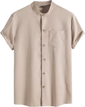 Hawaiian Shirt for Men Mens Button Down Casual Soft Cotton Linen Shirts Big and Tall Short Sleeve Tops