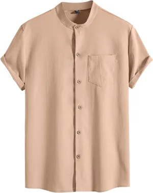 Hawaiian Shirt for Men Mens Button Down Casual Soft Cotton Linen Shirts Big and Tall Short Sleeve Tops