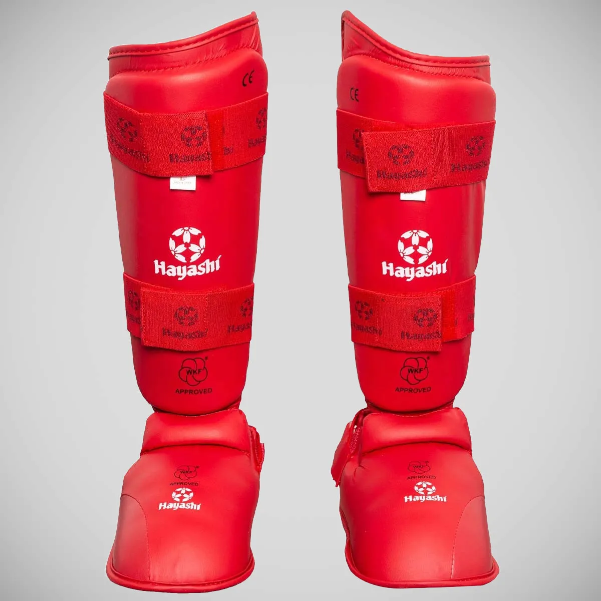 Hayashi WKF Approved Karate Shin-Instep Guard Red