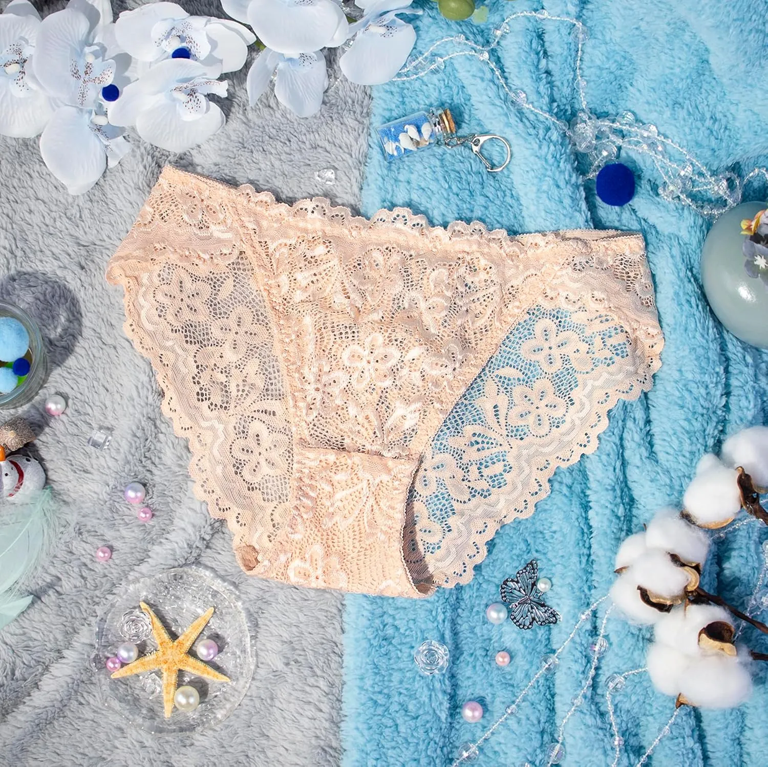 Hibluco Women Lace Underwear Sexy Breathable Hipster Stretch Panties Bikinis