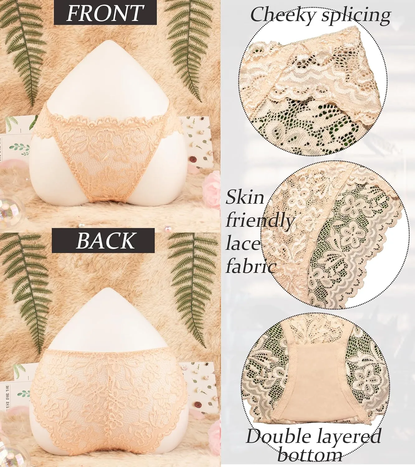 Hibluco Women Lace Underwear Sexy Breathable Hipster Stretch Panties Bikinis