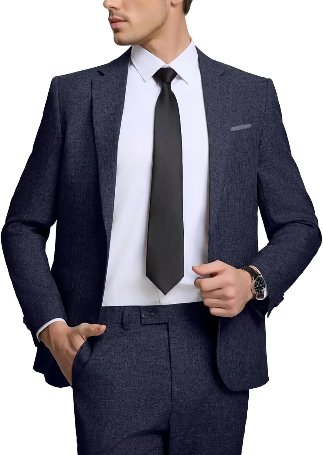 High-End Suits Men's Lightweight Casual Suits Set 2 Piece One Button Blazer Jacket Pants for Wedding Business Prom Homecoming