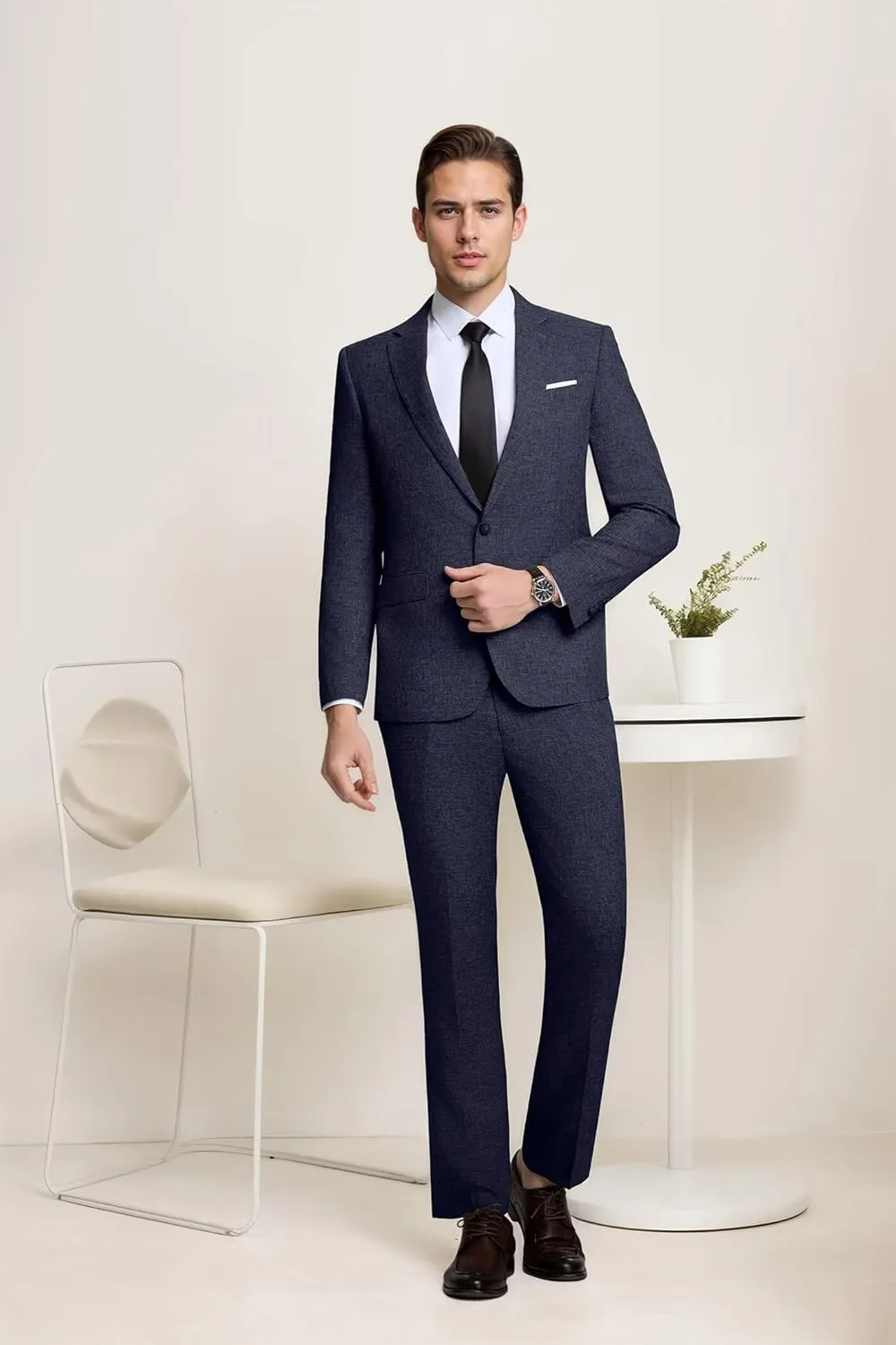 High-End Suits Men's Lightweight Casual Suits Set 2 Piece One Button Blazer Jacket Pants for Wedding Business Prom Homecoming