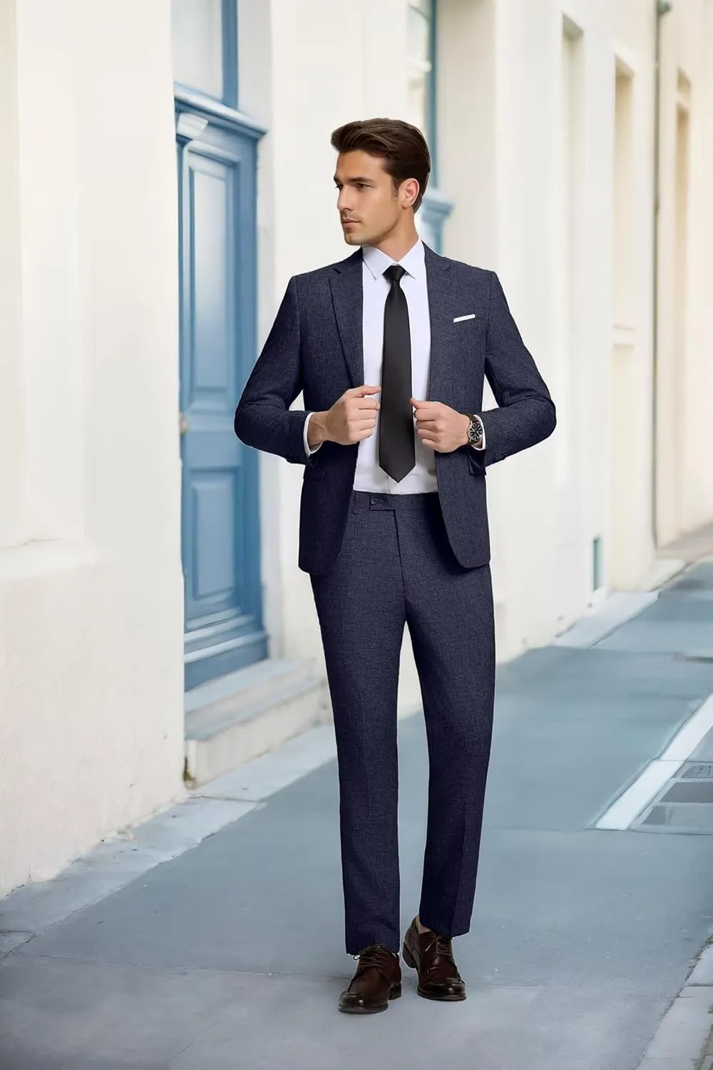 High-End Suits Men's Lightweight Casual Suits Set 2 Piece One Button Blazer Jacket Pants for Wedding Business Prom Homecoming