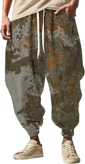Hippie Graphic Boho Harem Pants Hip Hop Baggy Joggers Sweatpants Loose Fit Yoga Beach Drop Crotch Aladdin Trousers
