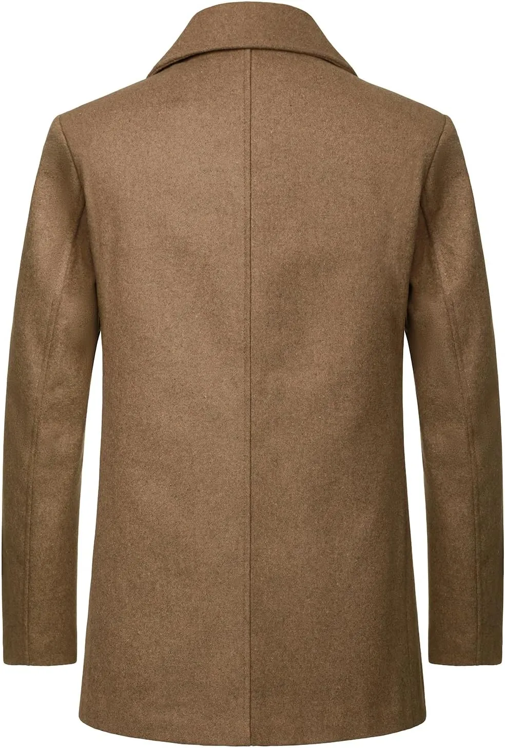 HOOD CREW Mens Classic Double Breasted Wool Blend Pea Coat Notched Lapel Trench Coat Casual Overcoat
