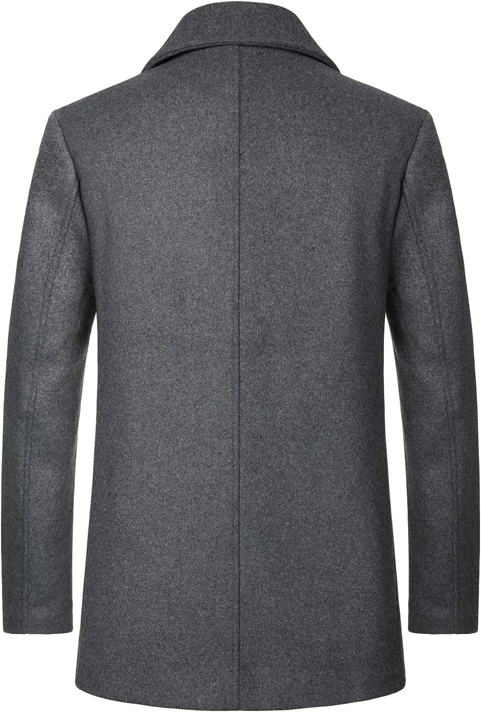 HOOD CREW Mens Classic Double Breasted Wool Blend Pea Coat Notched Lapel Trench Coat Casual Overcoat