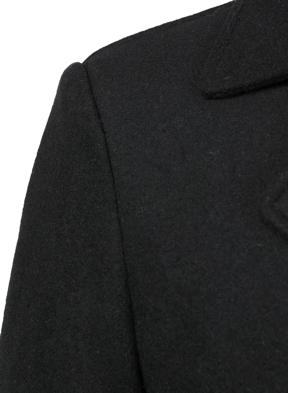 HOOD CREW Mens Classic Double Breasted Wool Blend Pea Coat Notched Lapel Trench Coat Casual Overcoat