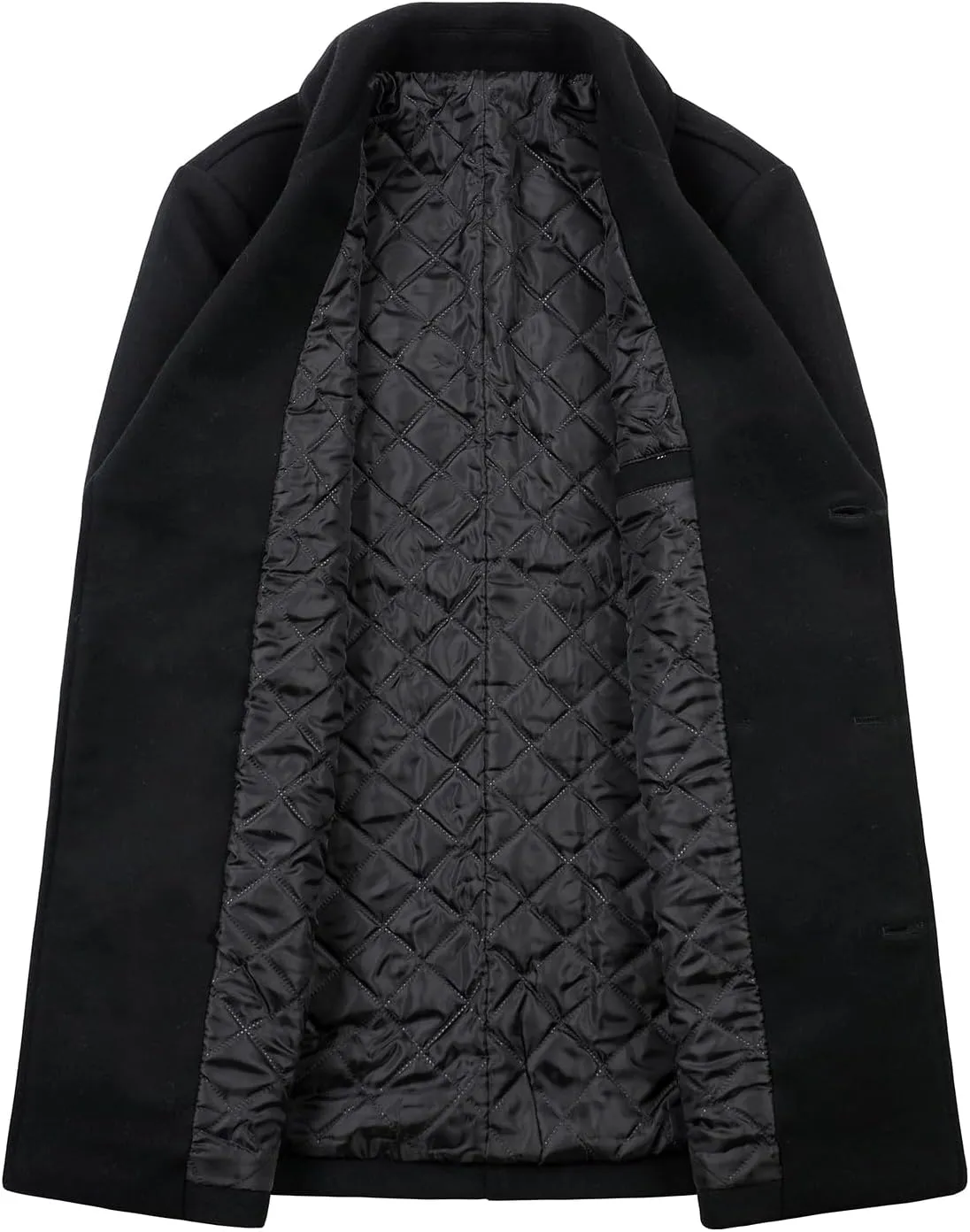 HOOD CREW Mens Classic Double Breasted Wool Blend Pea Coat Notched Lapel Trench Coat Casual Overcoat