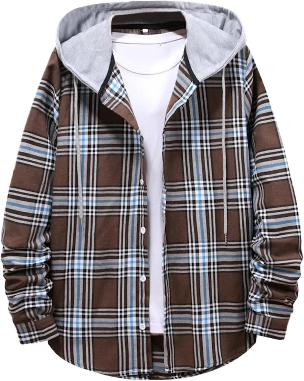 Hoodies for Men Plaid Flannel Shirts Long Sleeve Casual Button Down Shirt Shacket 2024 Fall Lightweight Clothes
