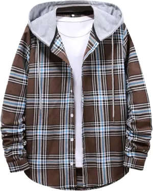Hoodies for Men Plaid Flannel Shirts Long Sleeve Casual Button Down Shirt Shacket 2024 Fall Lightweight Clothes