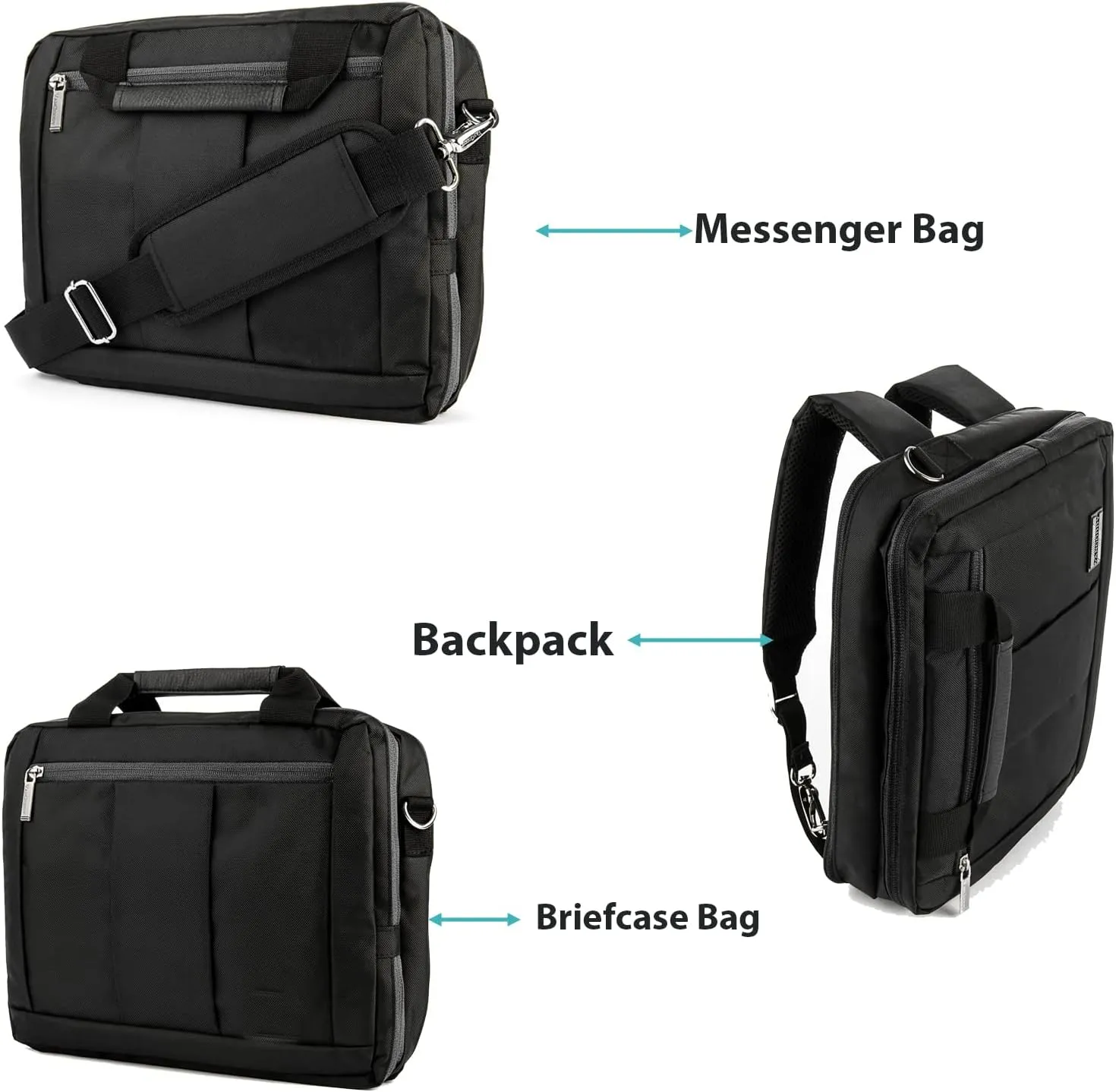 Hybrid Professional Backpack Messenger Water Resistant Laptop Business Briefcase Compatible with 12 inch MacBook, Laptop