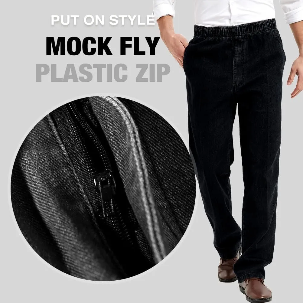 IDEALSANXUN Men??s Elastic Waist Jeans