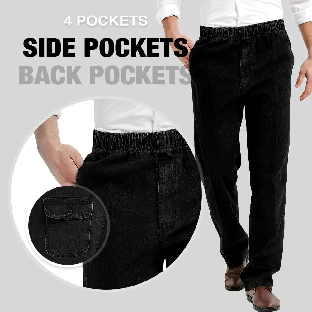 IDEALSANXUN Men??s Elastic Waist Jeans