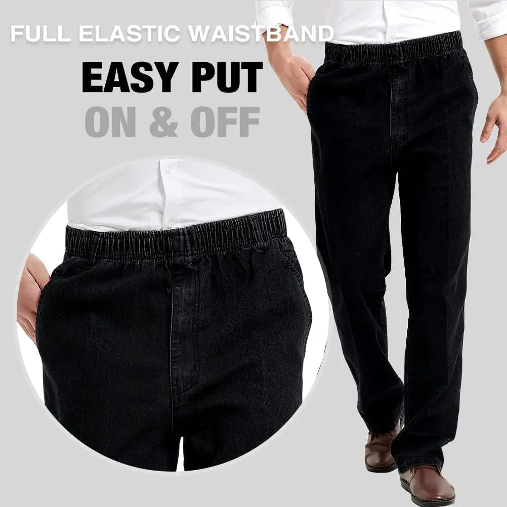 IDEALSANXUN Men??s Elastic Waist Jeans