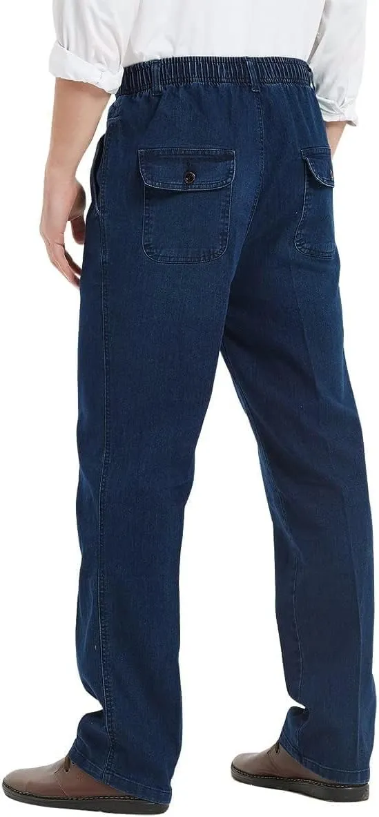 IDEALSANXUN Men??s Elastic Waist Jeans