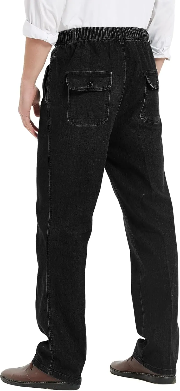 IDEALSANXUN Men??s Elastic Waist Jeans
