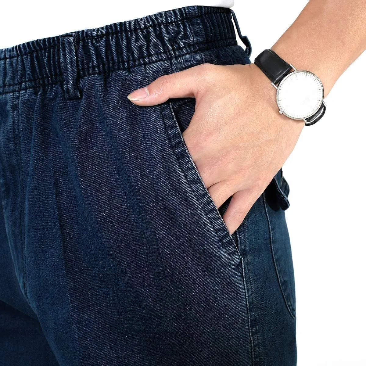 IDEALSANXUN Men??s Elastic Waist Jeans