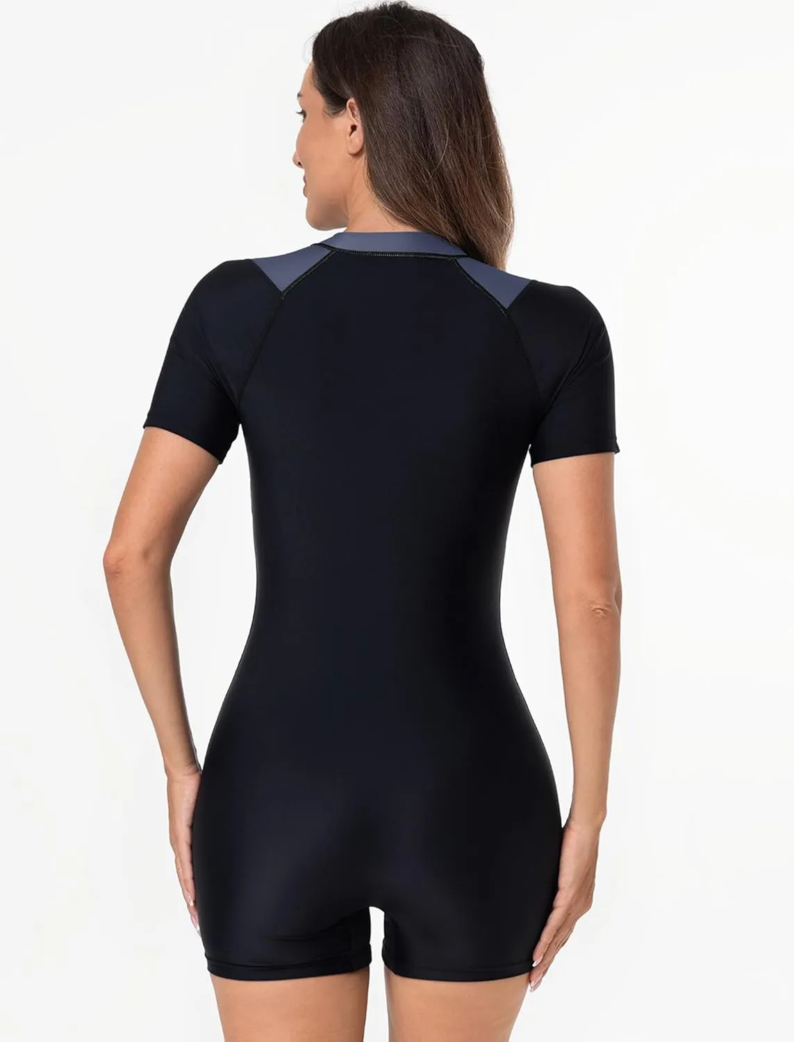 IDOPIP Women Rash Guard One Piece Swimsuit Bathing Suit Short Sleeve Zipper Rashguard UPF 50 Sun Protection Modest Swimwear
