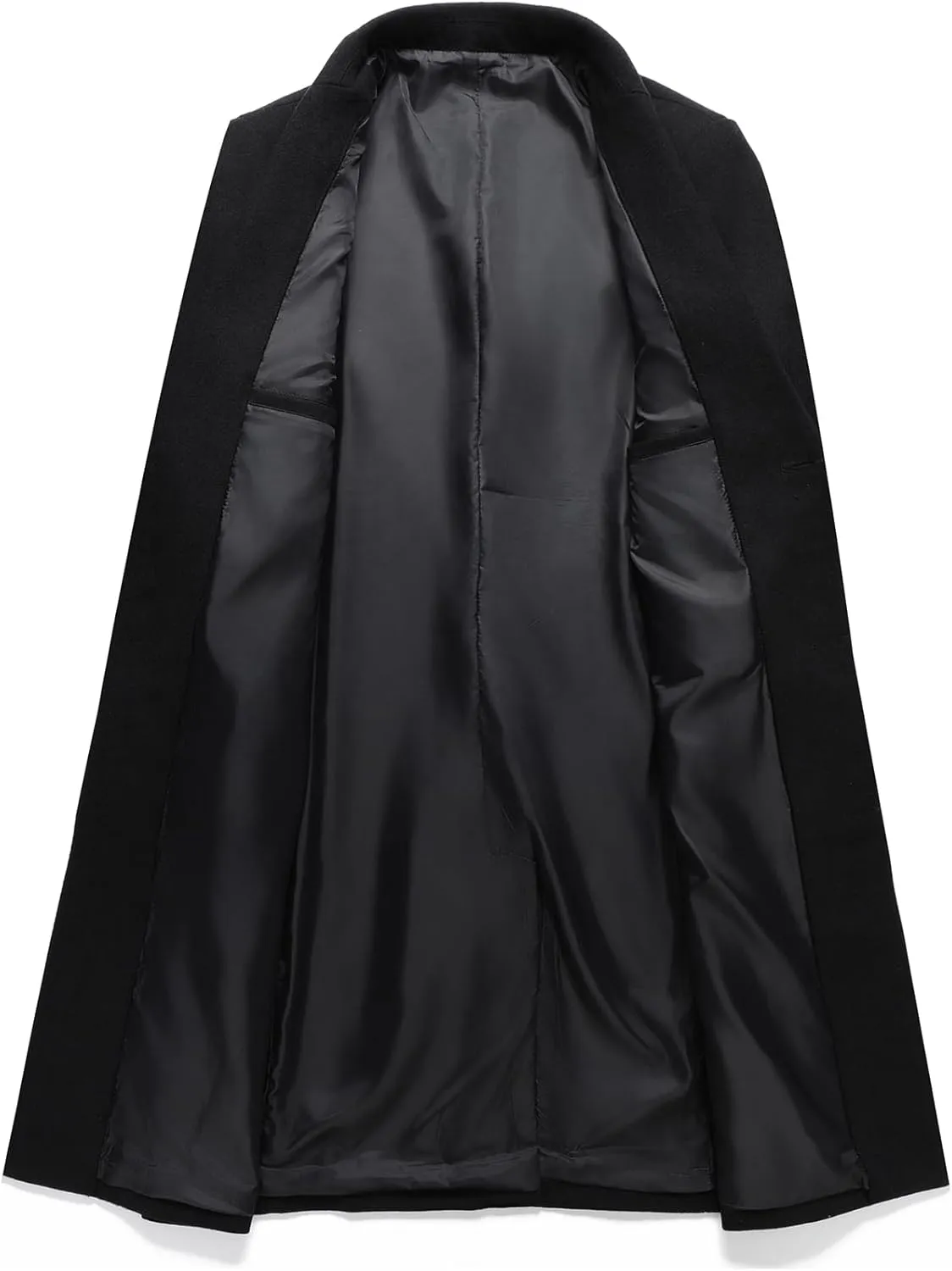 INVACHI Men's Wool Blend Long Trench Coat Notched Collar Single Breasted Overcoat Warm Winter Pea Coat