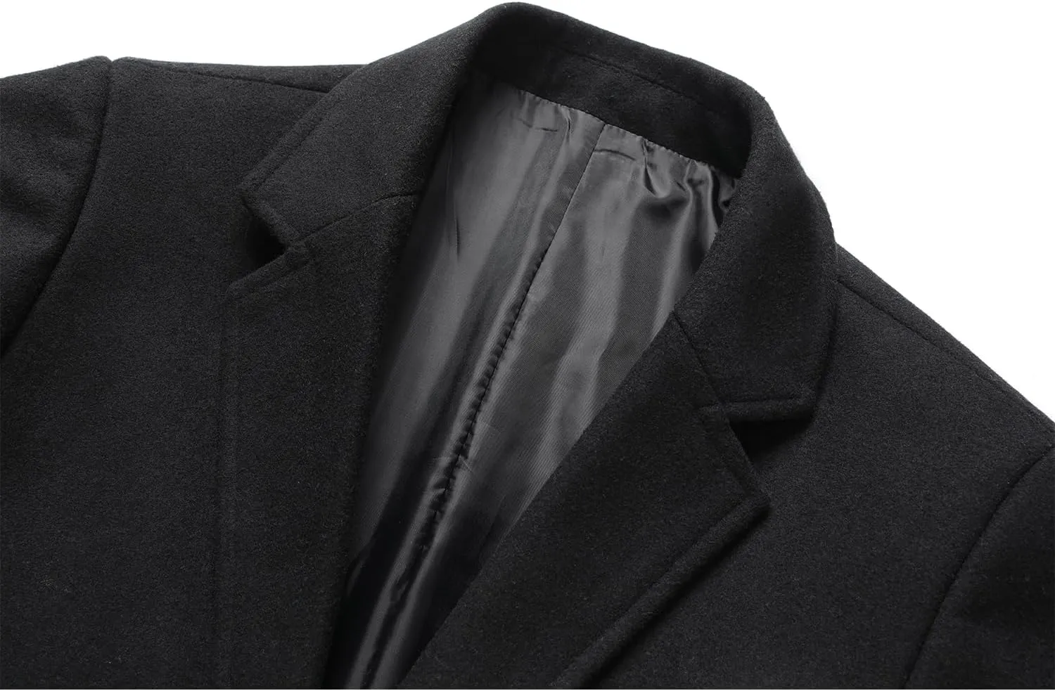 INVACHI Men's Wool Blend Long Trench Coat Notched Collar Single Breasted Overcoat Warm Winter Pea Coat