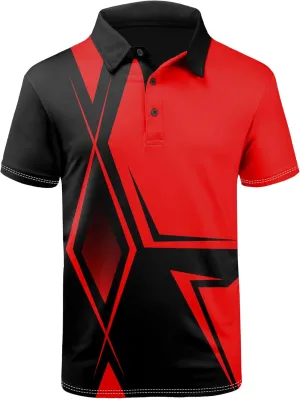 JACKETOWN Mens Golf Polo Shirts Short Sleeve Shirts Printed Casual Clearance