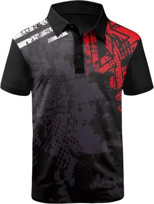 JACKETOWN Mens Golf Polo Shirts Short Sleeve Shirts Printed Casual Clearance