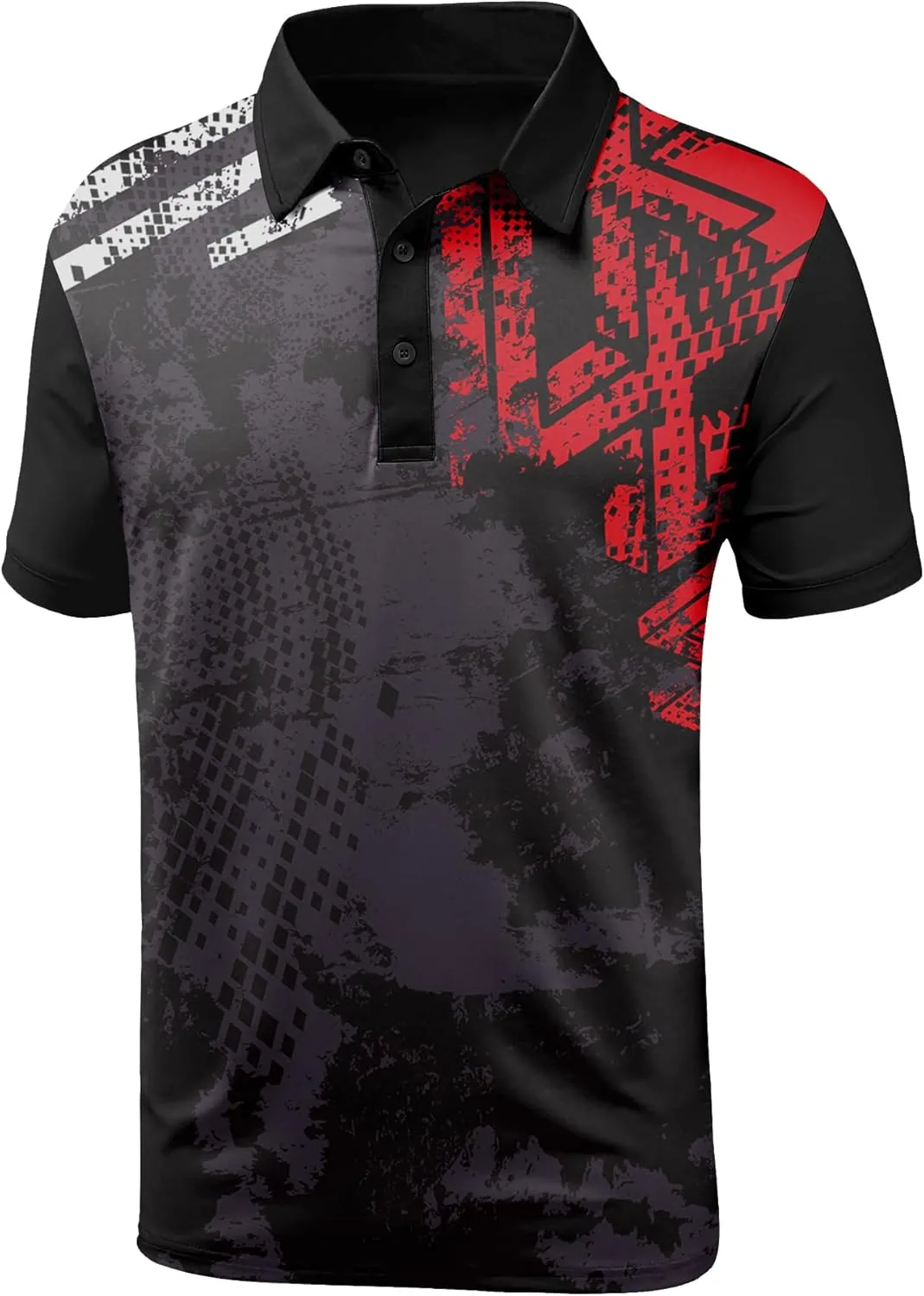 JACKETOWN Mens Golf Polo Shirts Short Sleeve Shirts Printed Casual Clearance