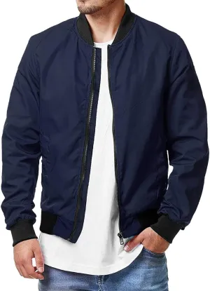 Jackets for Men Men Bomber Jacket Casual Zip Up Lightweight Varsity Slim Fit Windbreaker Softshell Fall Jackets Coat