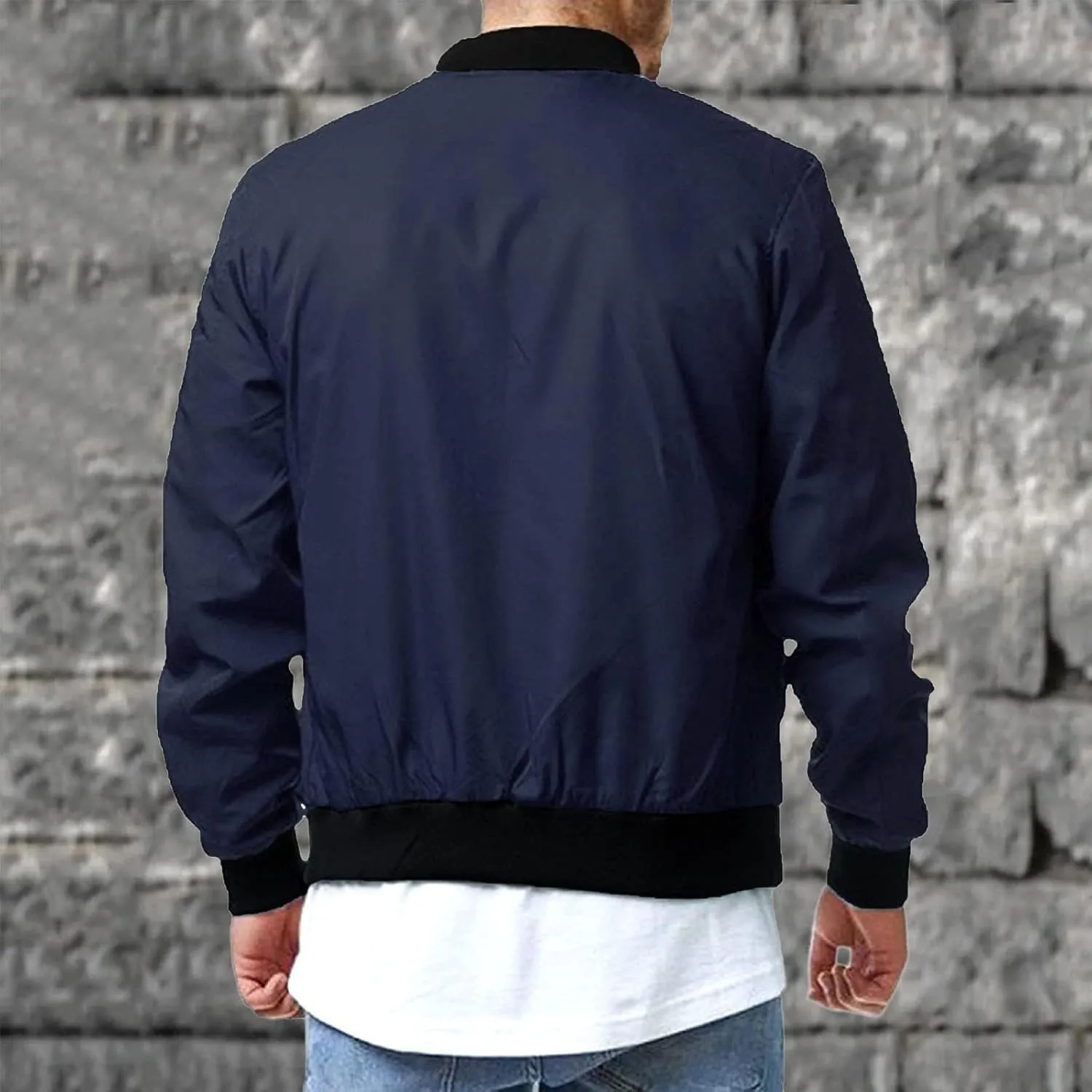Jackets for Men Men Bomber Jacket Casual Zip Up Lightweight Varsity Slim Fit Windbreaker Softshell Fall Jackets Coat