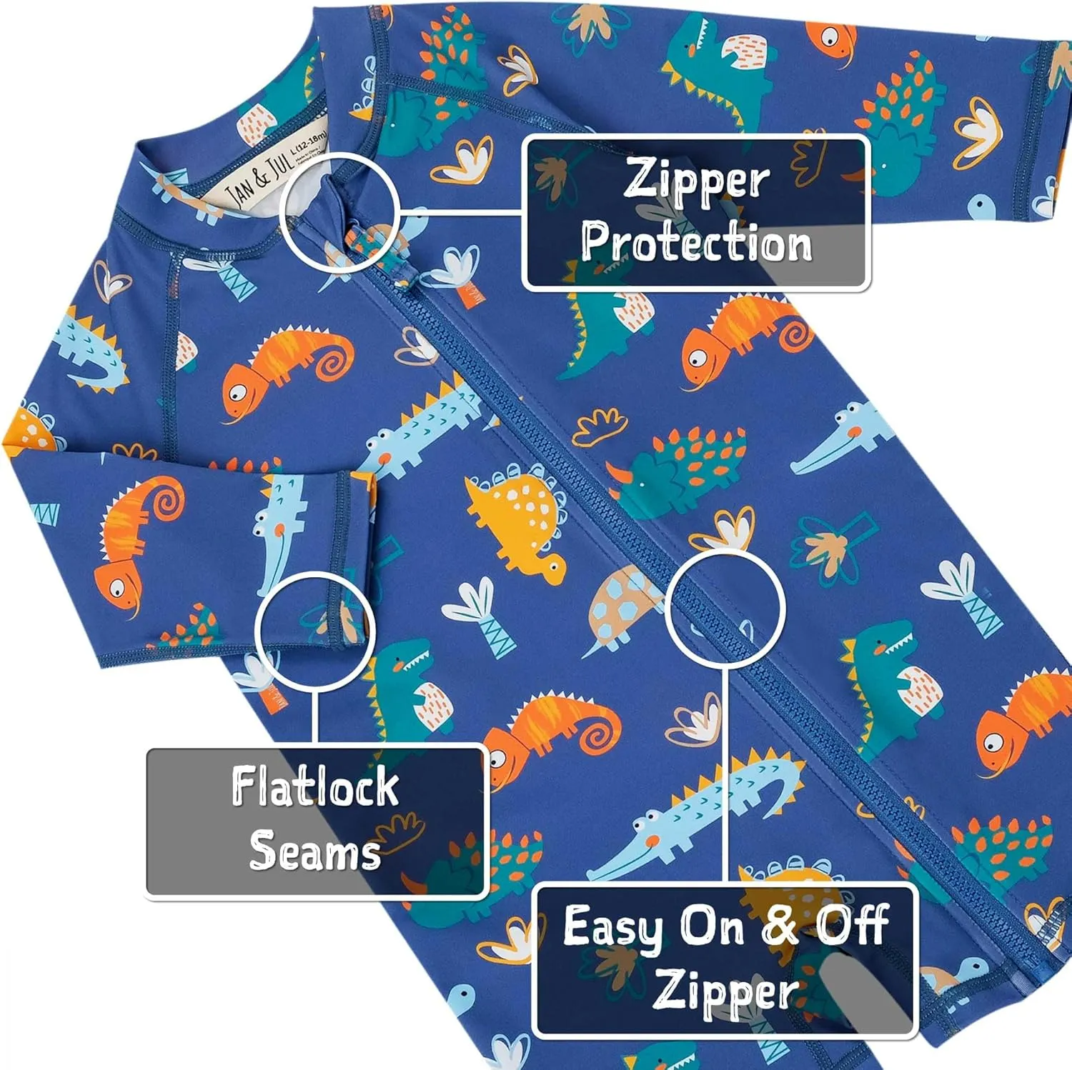 JAN & JUL Long Sleeve 1-pc UV Jumpsuit Rash Guard (Baby, Toddler)