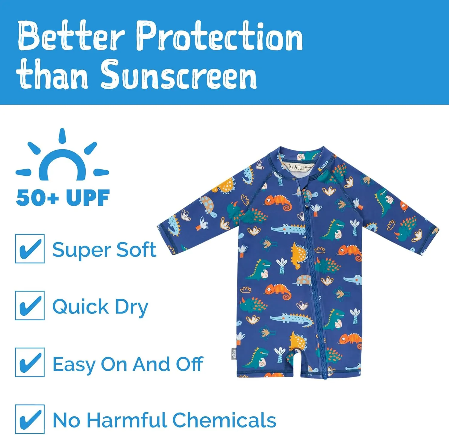 JAN & JUL Long Sleeve 1-pc UV Jumpsuit Rash Guard (Baby, Toddler)