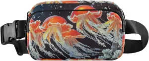 Jellyfishes Fanny Pack Water Resistant, Women Men Waist Pack Sling Bag Purse for Travel Hiking