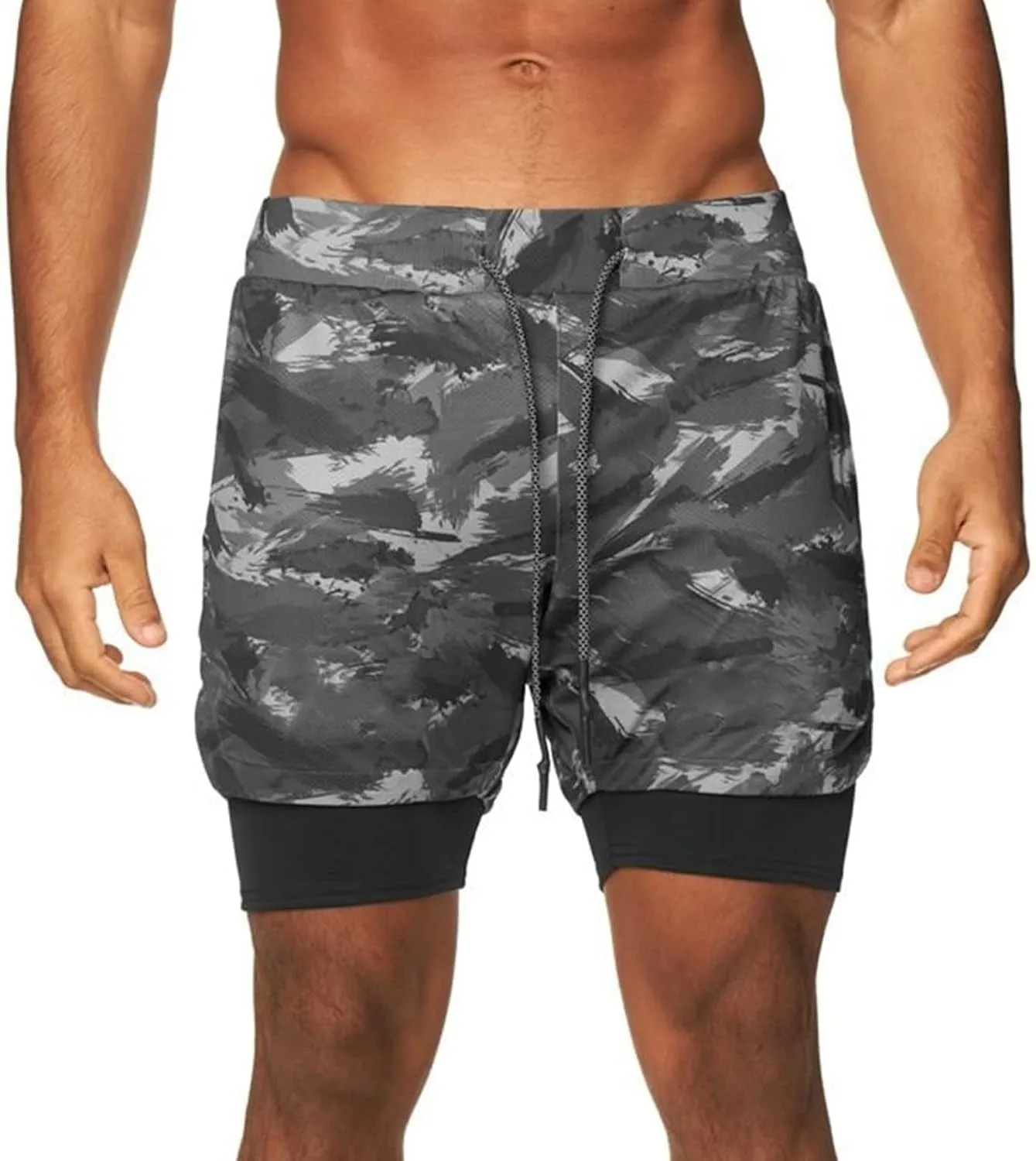 JEShifangjiusu Men'S Running Athletic Workout Sports 2 In 1 Shorts Breathable Gym Short Lightweight Sport Pants With Pocket