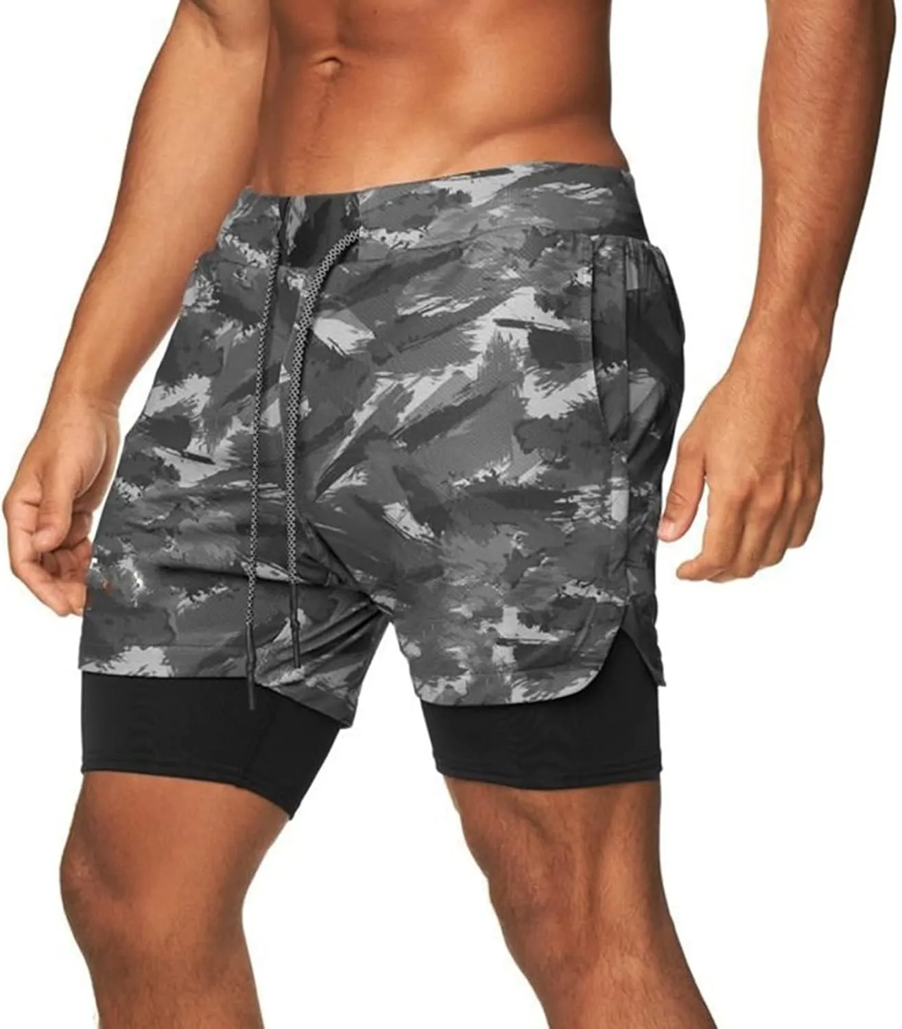 JEShifangjiusu Men'S Running Athletic Workout Sports 2 In 1 Shorts Breathable Gym Short Lightweight Sport Pants With Pocket