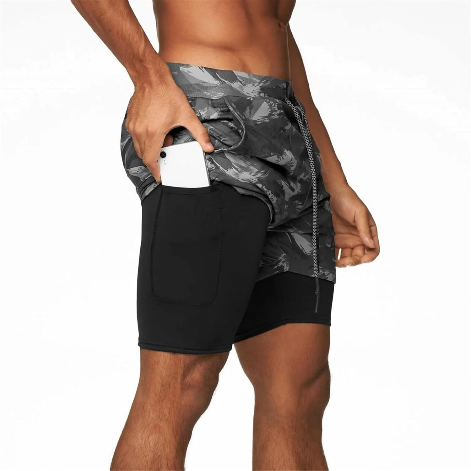 JEShifangjiusu Men'S Running Athletic Workout Sports 2 In 1 Shorts Breathable Gym Short Lightweight Sport Pants With Pocket