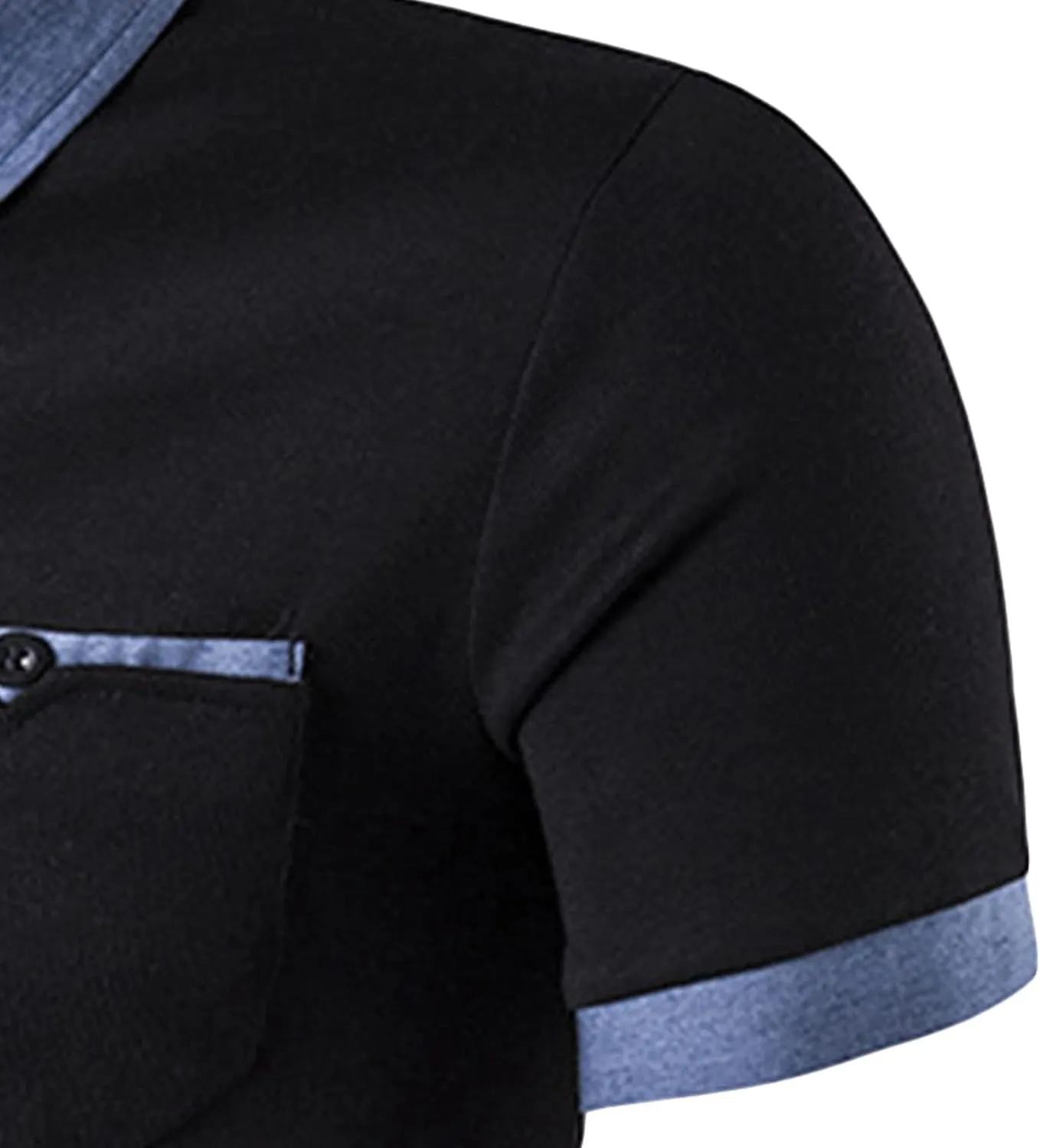 JEsilunmaMY Mens Pocket Denim Collar Polo T-Shirts Contrast Color Short Sleeve Golf Shirts Slim Fit Casual Cotton Shirts