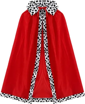 JOAU King Robe Queen Robe Cosplay Costume Stage Performances for Halloween Costume Party Accessory Polka Dot Lapel Cloak