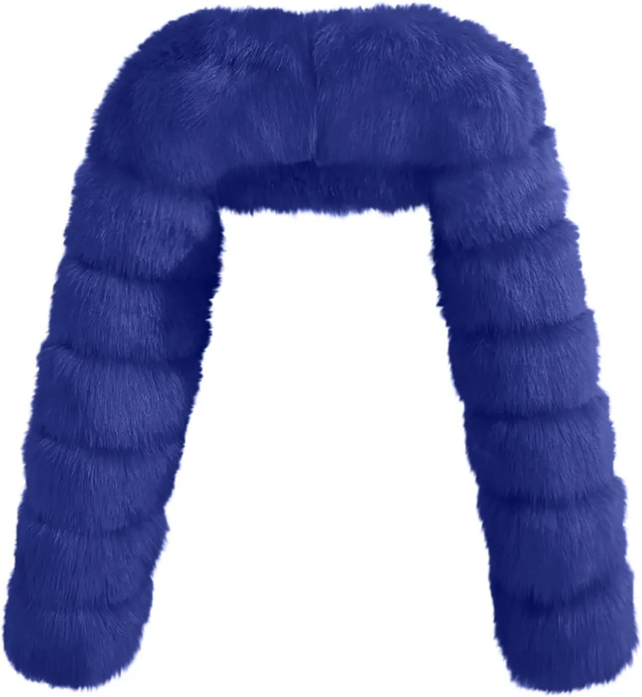 JOAU Women's Luxury Faux Fur Shawl Fashion Long Sleeve Wrap Crop Poncho for Evening Dresses Cape Winter Short Coat Jackets