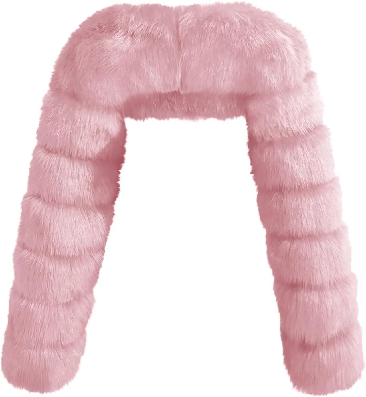 JOAU Women's Luxury Faux Fur Shawl Fashion Long Sleeve Wrap Crop Poncho for Evening Dresses Cape Winter Short Coat Jackets