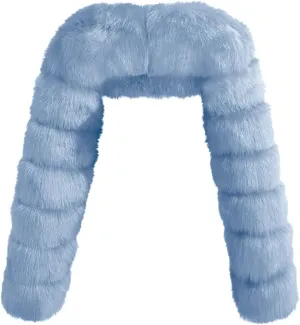 JOAU Women's Luxury Faux Fur Shawl Fashion Long Sleeve Wrap Crop Poncho for Evening Dresses Cape Winter Short Coat Jackets
