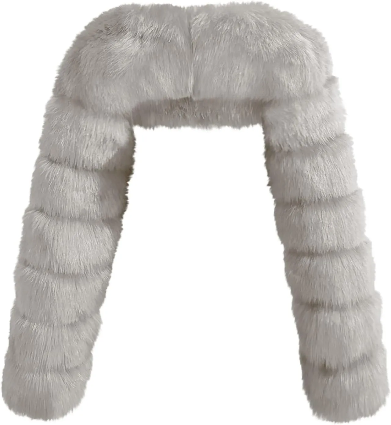 JOAU Women's Luxury Faux Fur Shawl Fashion Long Sleeve Wrap Crop Poncho for Evening Dresses Cape Winter Short Coat Jackets
