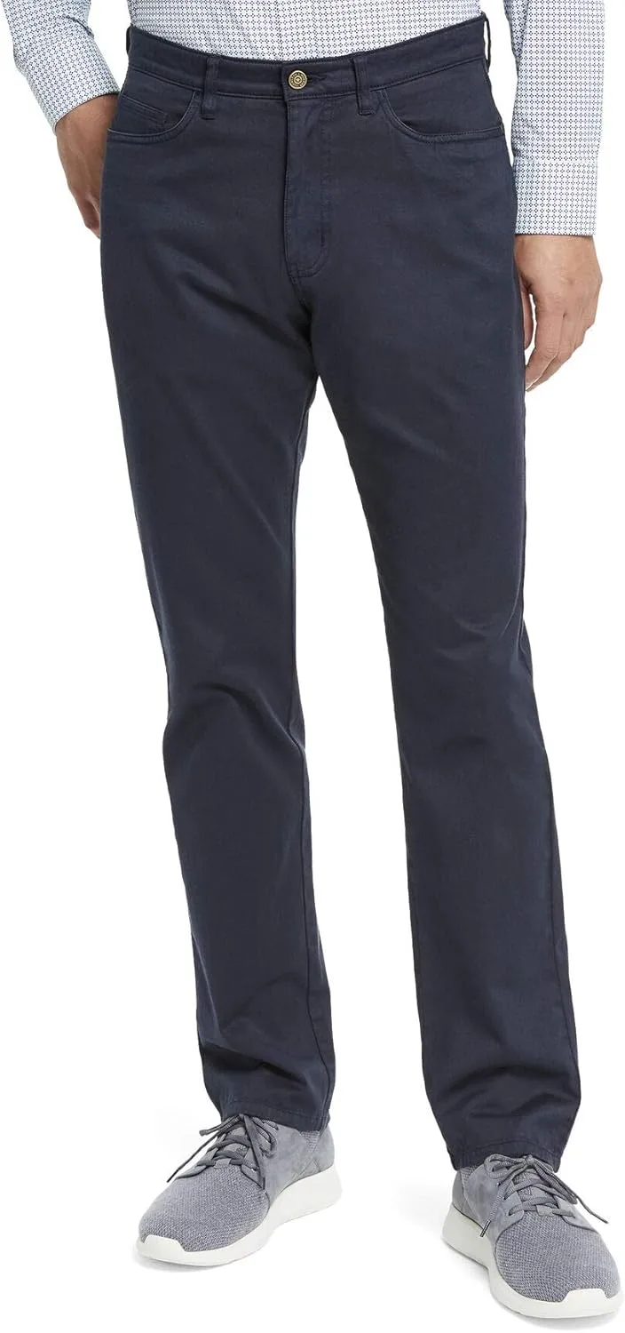 Johnston & Murphy Five-Pocket Casual Pants for Men  Slim Fit  Straight Leg  Five Pocket Construction  Blended Pima Cotton Navy 34 32