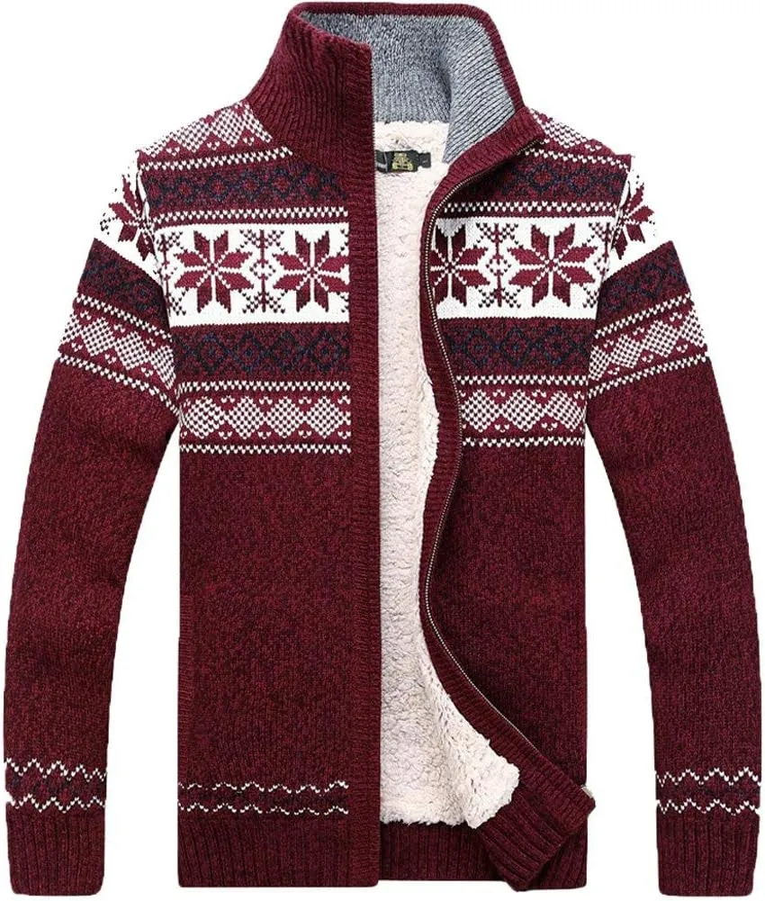 Kedera Fashion Winter Cotton Knitted Cardigan Men's Casual Thick Warm Sweater