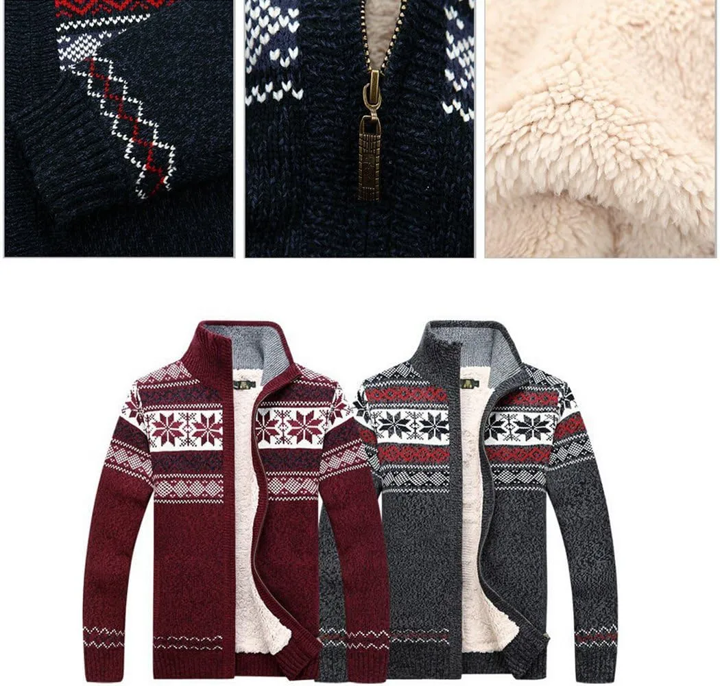 Kedera Fashion Winter Cotton Knitted Cardigan Men's Casual Thick Warm Sweater