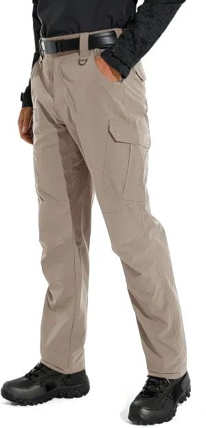 KFUBUO Men's Lightweight Ripstop Tactical Cargo Pants, Water Resistant Hiking Work Pants Relaxed Fit Black